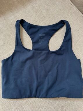 girlfriend collective navy scoop-back sports bra